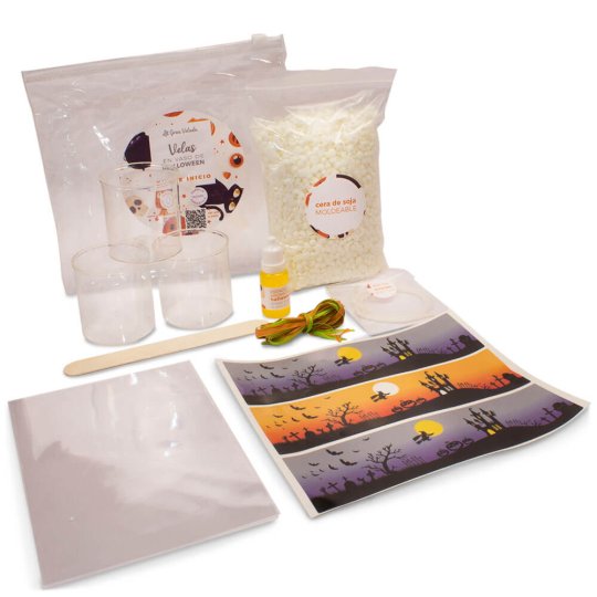 kit como hacer velas de halloween en vaso materiales e instrucciones